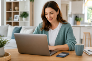 Patient completing pre-visit forms online before a medical practice appointment