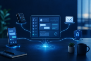 AI omnichannel healthcare system connecting phone, text, email, and secure practice communication